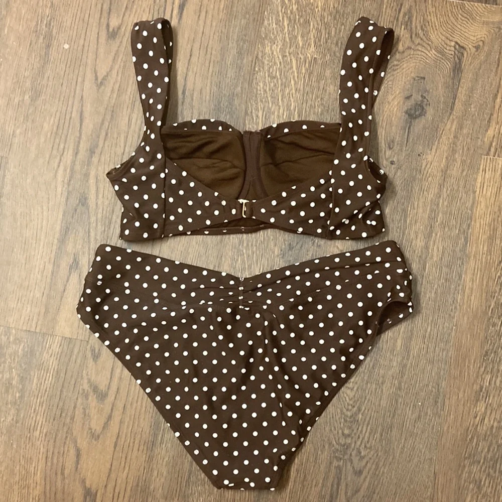 Time and Tru Brown Polka Dot 2 Piece Bikini - Picture 2 of 12